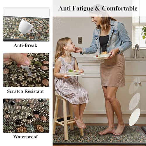 Anti-Fatigue Kitchen Mats Set of 2, Cushioned Waterproof Standing Desk Rugs