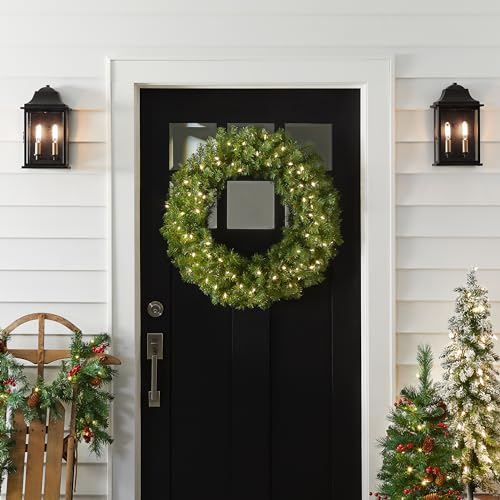 30-Inch Pre-Lit Norwood Fir Artificial Christmas Wreath - Indoor/Outdoor Holiday Decor