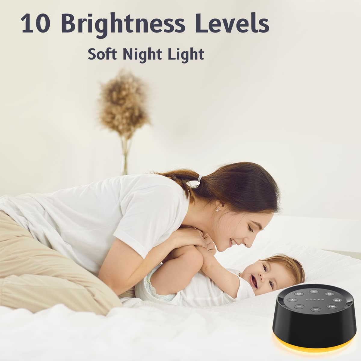Skiennix Brown Noise Sound Machine - 30 Soothing Sounds & 12 Color Night Light | 36 Volume Levels, 5 Timers
