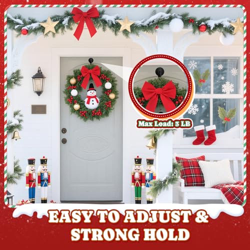 Magnetic Wreath Hanger for Metal Front Door, Rubber Coated, Black, 2 Pack