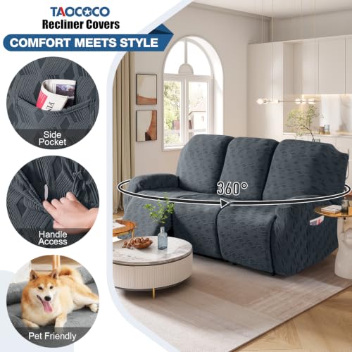 Stretch Recliner Sofa Cover for 3-Seater Couch - Dark Grey