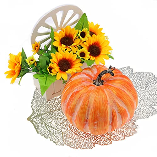 8.4-Inch Large Faux Yellow Pumpkin Artificial Harvest Fall Decoration