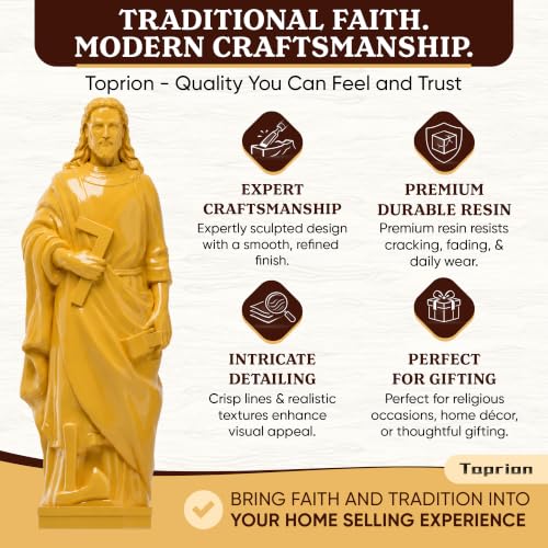 St. Joseph Statue for Home Selling with Prayer Card - 4-Inch Resin Figurine