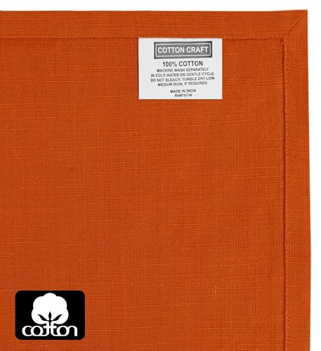 100% Cotton Cloth Dinner Napkins - 17x17 Inch Pumpkin Spice, Set of 12