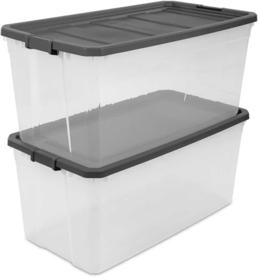 Sterilite Modular Stacker Box Set - Durable Clear Plastic Storage Bins with Latching Lids | 200 Quart, Stackable Organizers for Home & Office