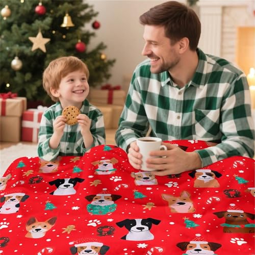 Amasnay Candy Cane Xmas Dog Throw 40x50in Ultra Soft Fleece Blanket