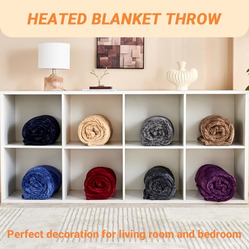 Electric Heated Throw Blanket - Soft Flannel with 10 Heat Levels