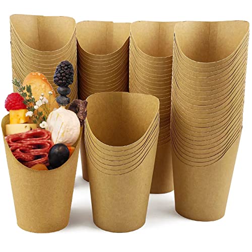 12oz Disposable Kraft Paper French Fry Cups - 100 Pack Charcuterie Holders