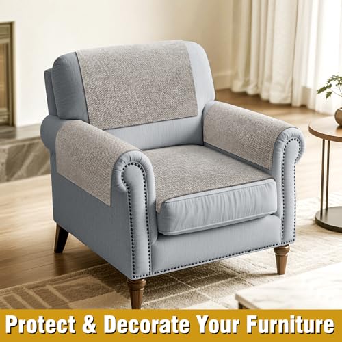 Waterproof Sofa Arm Covers - Non-Slip Couch Armrest Protector (Set of 2, 24" x 20")