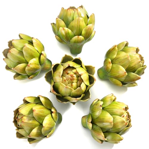 6 Pack Large Artificial Artichokes - Realistic Faux Vegetable Decor