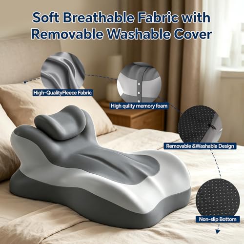 Ergonomic Memory Foam Reading Wedge Pillow with Adjustable Support