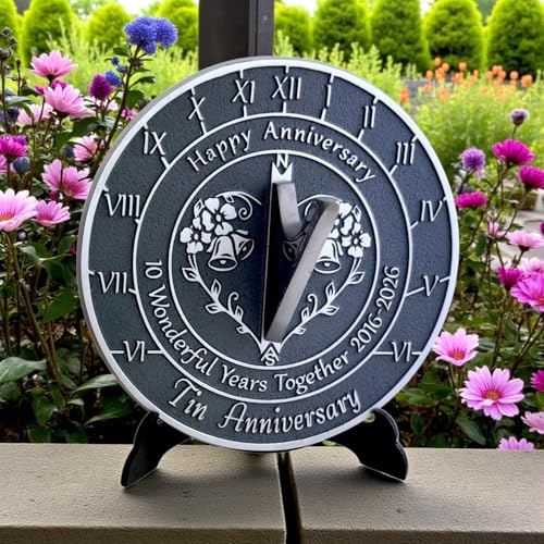 10th Anniversary Sundial Gift - Handmade Aluminum Tin Anniversary Present