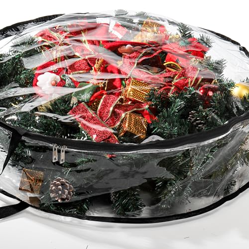 2 Pack Clear Wreath Storage Bag 30 Inch Waterproof Container with Handles