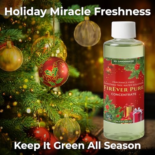 Live Christmas Tree Food & Preserver Additive - Reduces Needle Drop (8 oz)