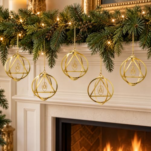 The Token Shop 5 Pack 3D AA Sobriety Christmas Ornaments Set - Sober Gifts