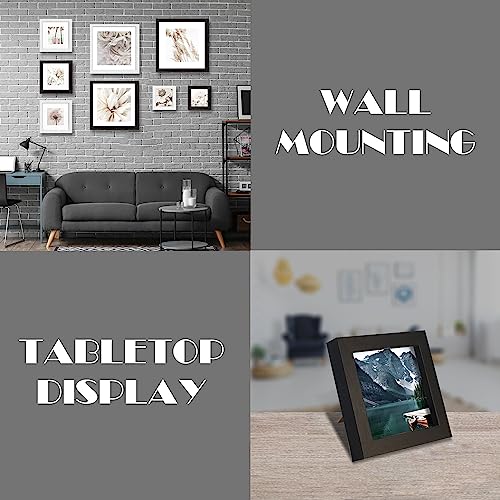 4x4 Black Square Picture Frames Set of 3 - Tabletop & Wall Hanging