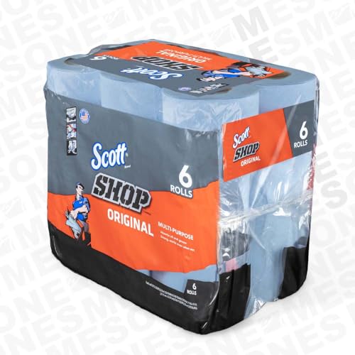 Blue Shop Towels on a Roll - Heavy-Duty Multi-Purpose Paper Towels, 6 Pack