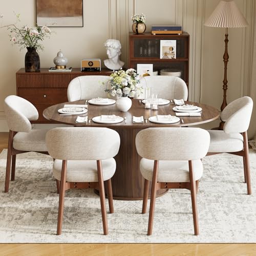 Extendable Round to Oval Dining Table Set with Storage and Chairs