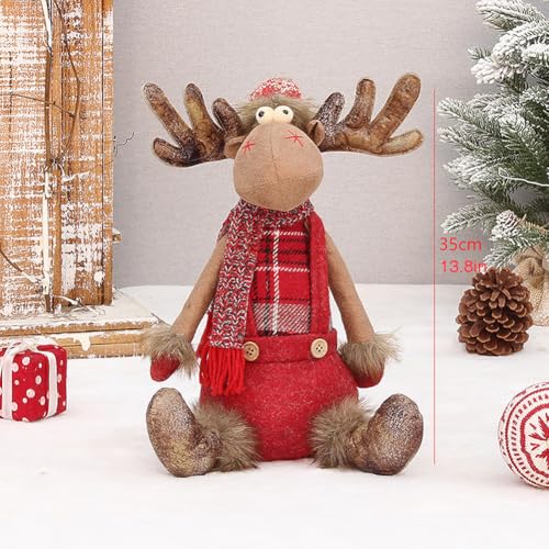 Eforcase Type 07 Christmas Elk Doll - Adjustable-Tall Plush Figurine with Hat