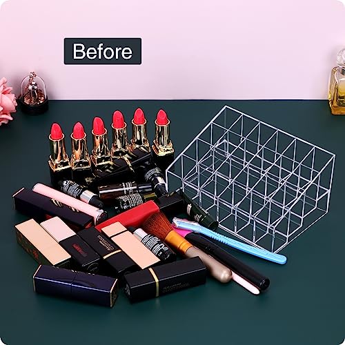 MOSIKER Clear Lipstick Organizer with 24 Slots, Vanity Makeup Storage