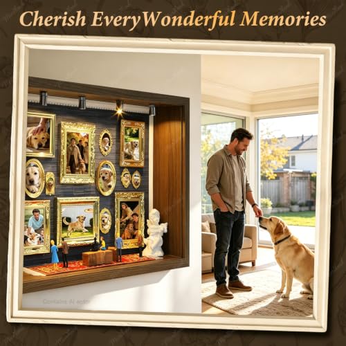 DIY Memory Museum Shadow Box Kit with 15 Mini Picture Frames & Spotlights