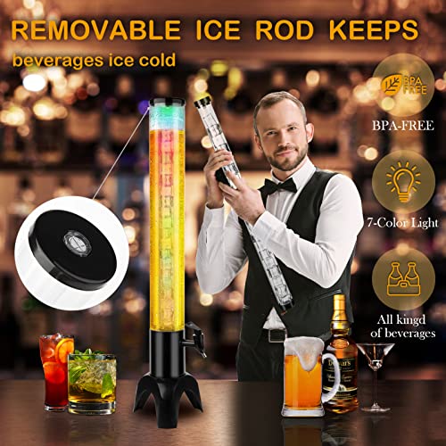 Jyyuehai 100oz/3.2 Qt Beer Dispenser Tower with Ice Tube & LED Light, 1pcs – Tabletop Beverage Tower