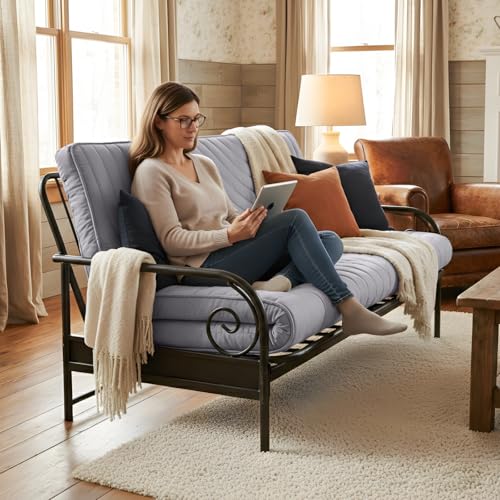 Japanese Floor Mattress Twin Size, 2.5-Inch Foldable Futon Bed with Washable Cover
