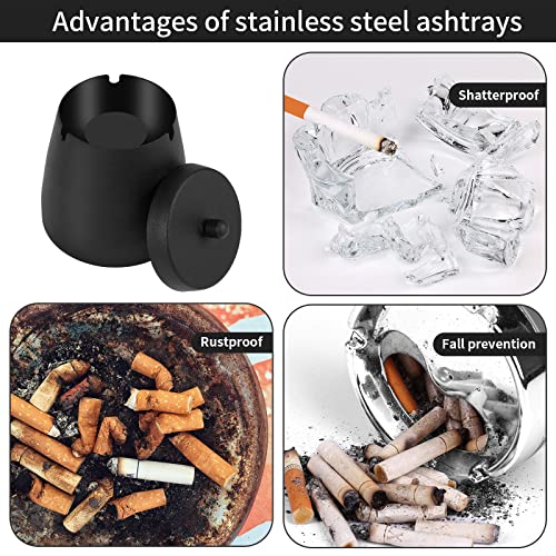 Windproof Stainless Steel Outdoor Ashtray with Lid for Patio and Deck
