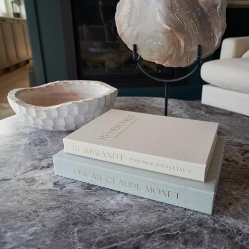 Set of 2 Decorative Linen Books - Aesthetic Faux Books for Coffee Table Decor