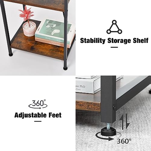 3-Tier Narrow Tall End Table with Charging Station & USB Ports