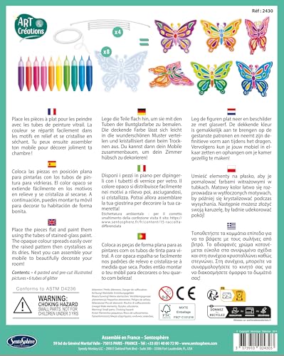 Sentosphère Stained Glass Butterfly Mobile Craft Kit for Kids