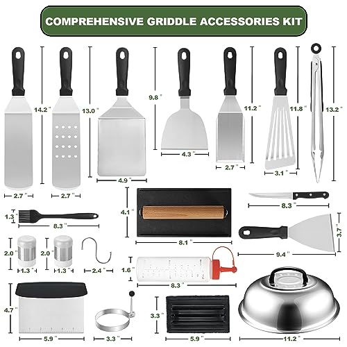 35-Piece Flat Top Griddle Accessories Kit - Stainless Steel BBQ Tool Set