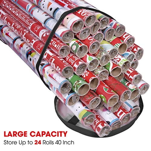 Wrapping Paper Storage Bag Heavy Duty Clear PVC Organizer for 40 Inch Rolls Black