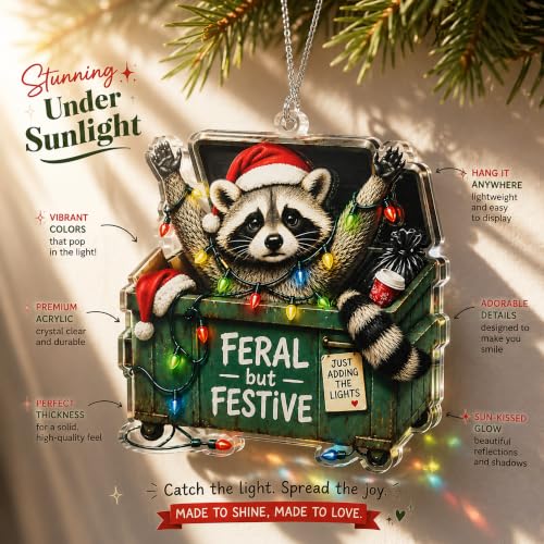 DuduCraft Raccoon Christmas Ornament - Funny Holiday Decor 2026, Animal Lover Gift