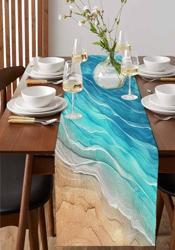 Boanket 13x60 Inch Turquoise Beach Table Runner - Coastal Summer Home Decor
