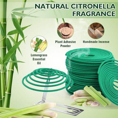 Citronella Incense Coils, 48-Pack with Holder for Outdoor & Indoor Use