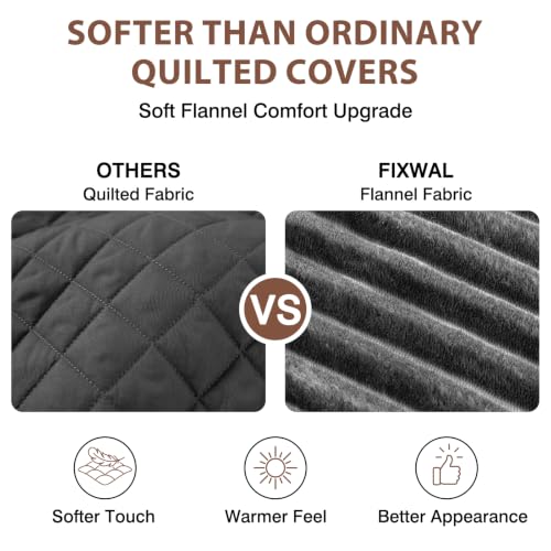 Waterproof Flannel Loveseat Couch Cover - Non-Slip, Washable Pet Protector (Medium, Dark Grey)