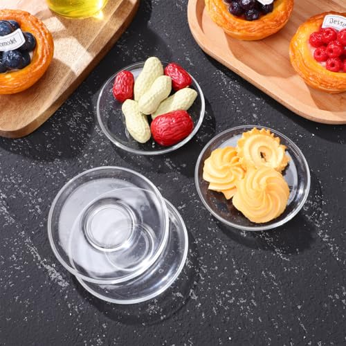 Glass Tea Saucer Set 4 Pcs, 3.54 Inch Clear Coffee & Espresso Plates