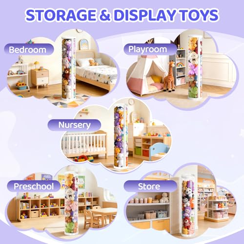 Large Stuffed Animal Storage Tube - 47-Inch Dust-Resistant Toy Organizer