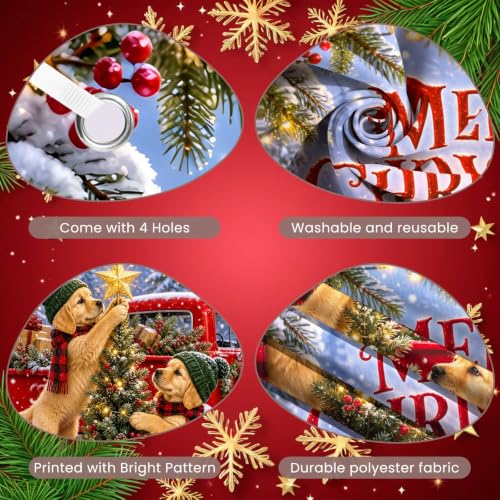 Siglowvix Dog Themed Merry Christmas Golden Retriever Door Banner 35x71 In Holiday Decor