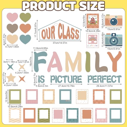 Boho Classroom Bulletin Board Photo Display Set - 56 Piece Teacher Decor