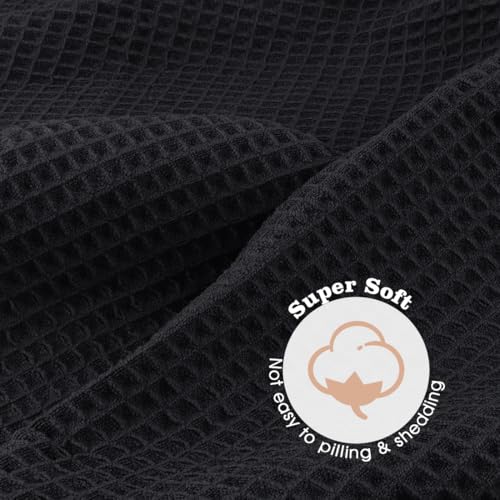 Black Microfiber Hair Towel Wrap 40" x 26.5" - Fast Drying, Curly & Thick Hair, Elastic Strap