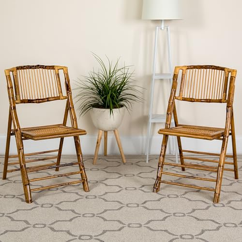 Bohemian Bamboo Folding Chairs, Set of 4, Commercial Grade Event Seating