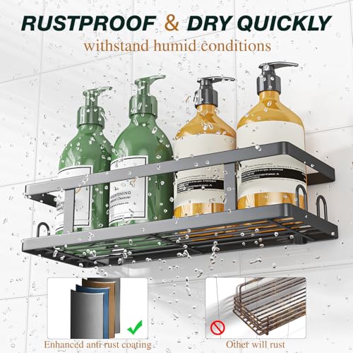 Adhesive Shower Caddy 3-Pack Rustproof Shower Shelves with Hooks