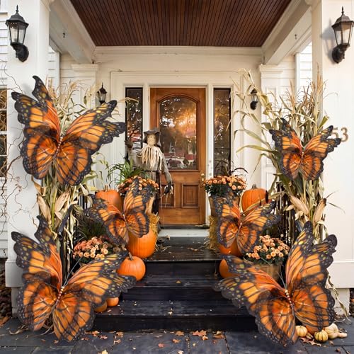 6-Piece Large 3D Monarch Butterfly Decorations for Party and Home Decor