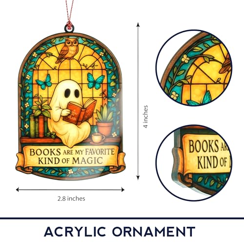RUSATEN Ghost Book Christmas Ornament - Spooky Holiday Decor, Unique Gift, Ghost Reading, 2026 Edition
