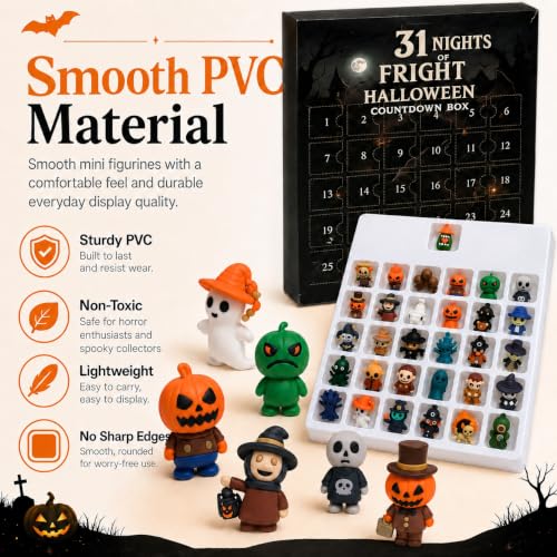 Halloween Advent Calendar with 31 Mini Spooky Figurines - 31-Day Countdown Box
