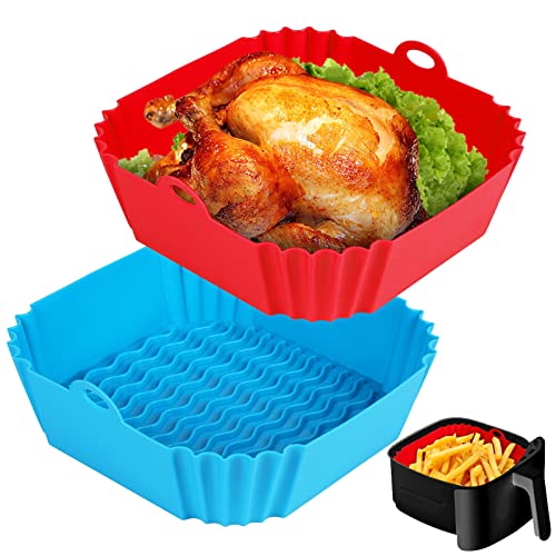 8-Inch Square Silicone Air Fryer Liners - Reusable 2-Pack (Fits 4 to 7 QT)