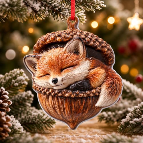UISHYSM Fox Christmas Ornament - Holiday Tree Decoration, Animal Xmas Gift