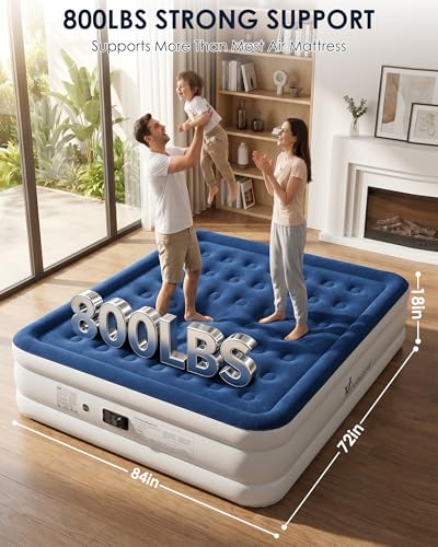 Queen Air Mattress with Built-in Pump | 18" Inflatable Bed